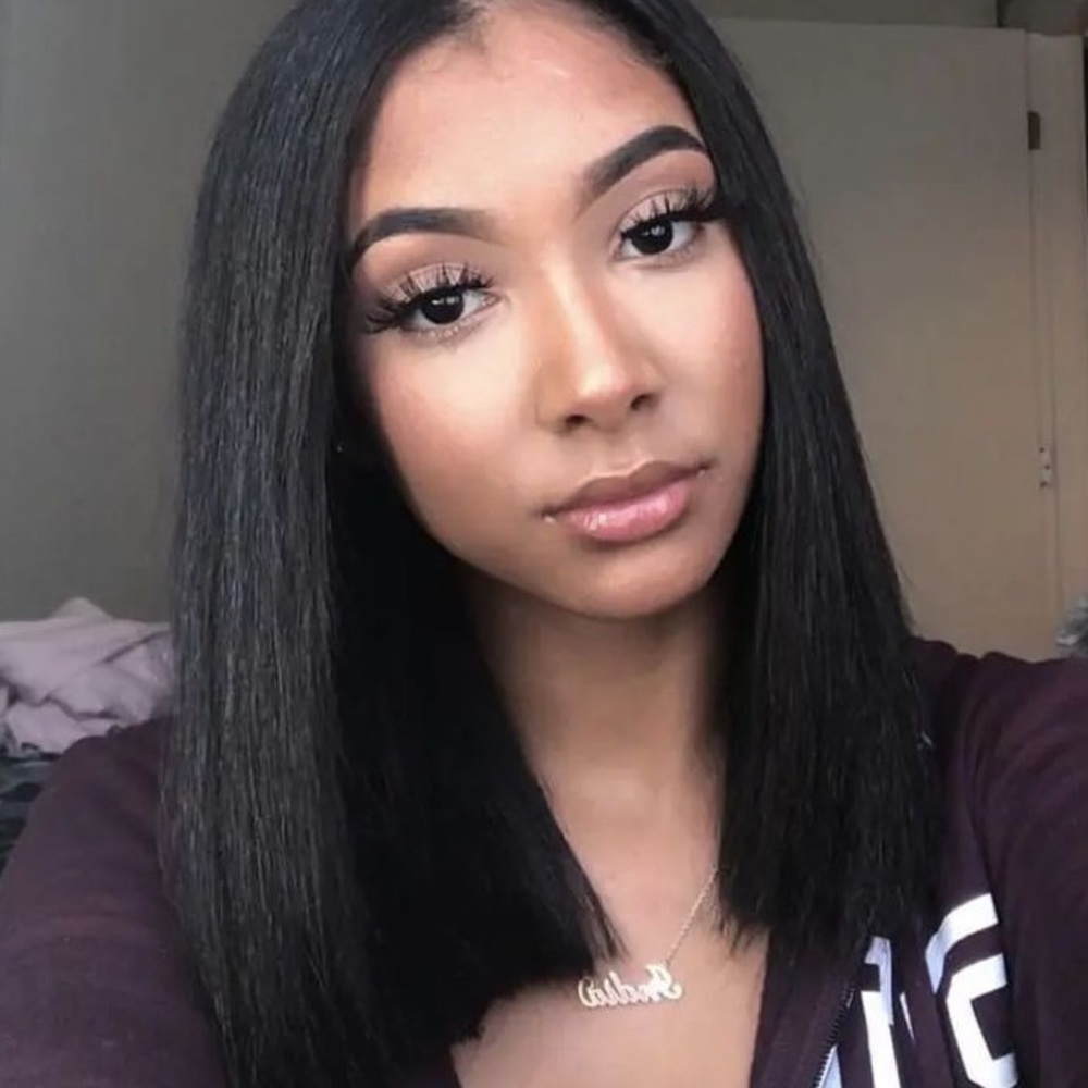 14” SHORT BLACK BOB HUMAN HAIR STRAIGHT LACE-FRONT